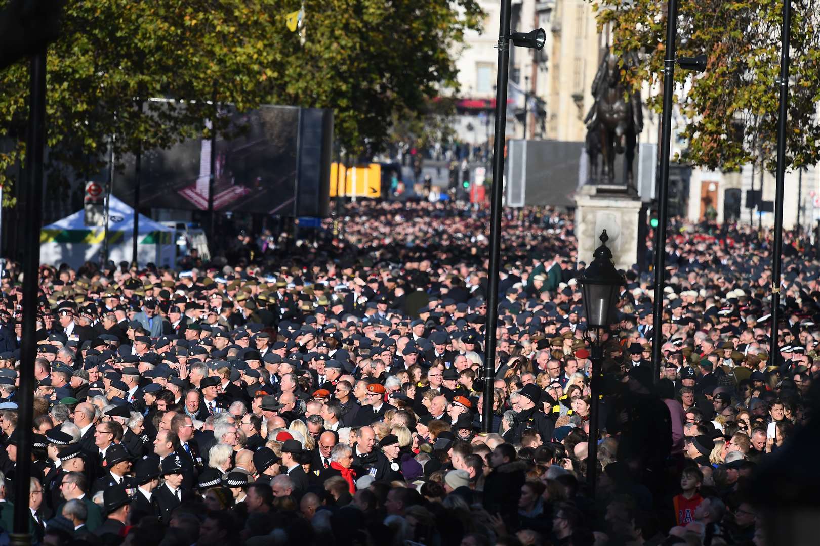 Veterans march past during the Remembrance Sunday service at the Cenotaph memorial in Whitehall in 2019 (Victoria Jones/PA)