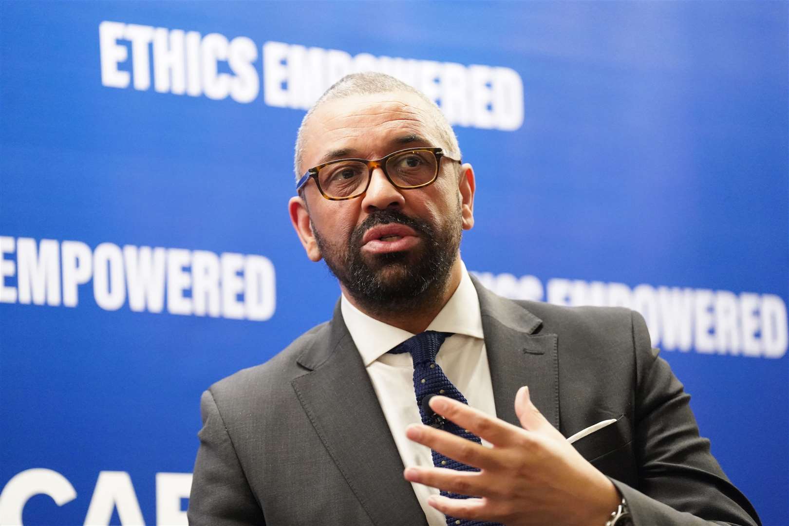 Home Secretary James Cleverly said MPs should not have to accept security threats as part of doing their job (Stefan Rousseau/PA)