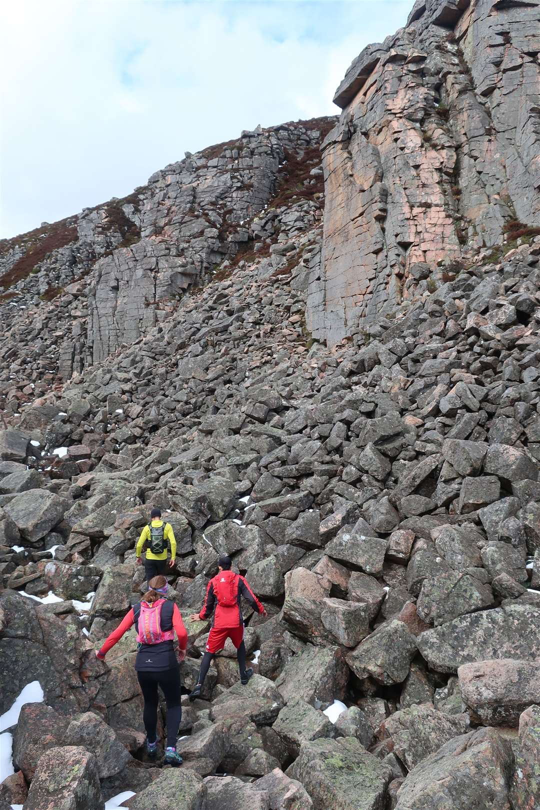 The scale of the Chalamain Gap is apparent as the group make their way through the boulder field.