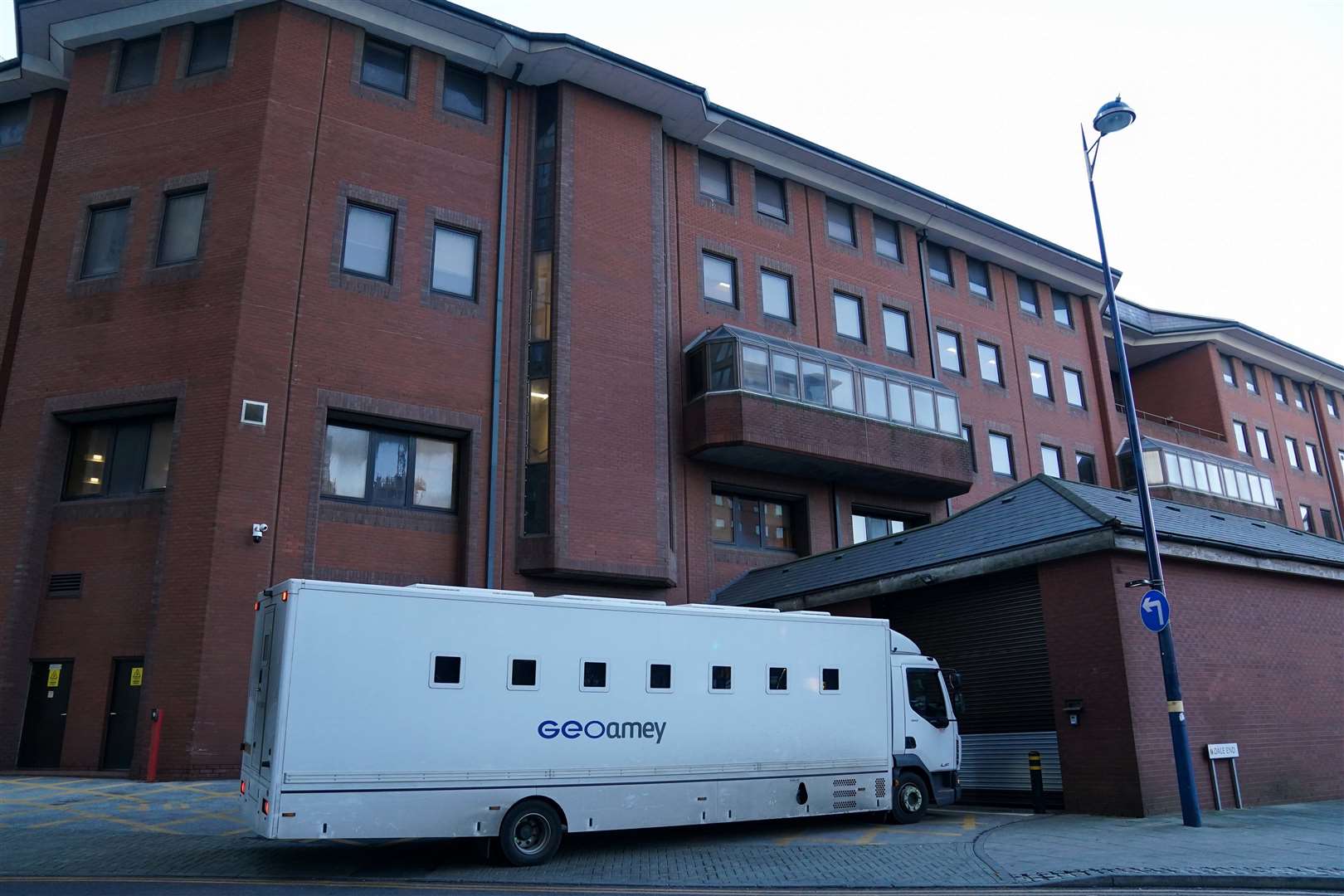 A custody van enters Birmingham Crown Court ahead of the trial (Jacob King/PA)
