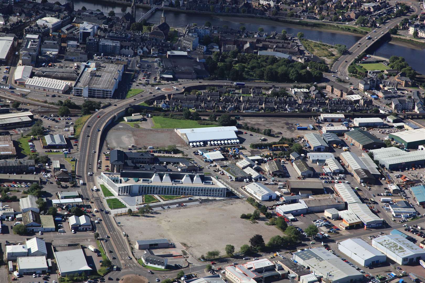 An aerial shot of the former Inverness College UHI site in Longman Road.