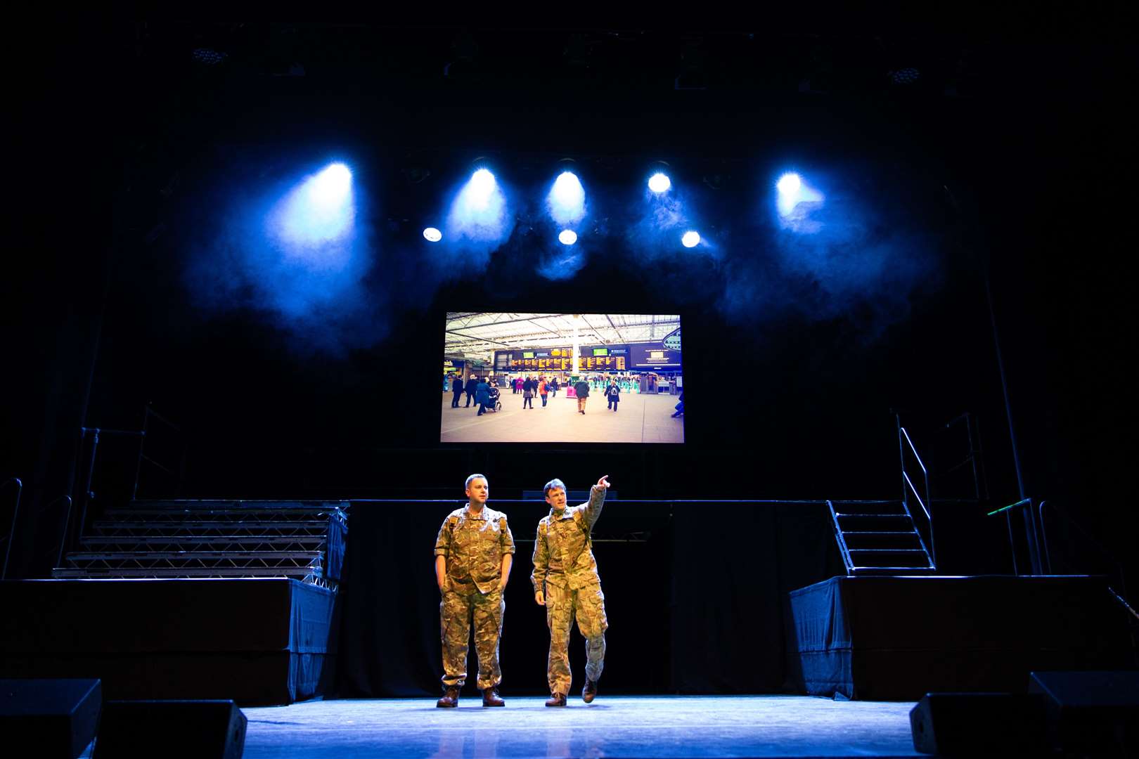 Army friends Davy (Liam MacAskill) and Ally (Matthias Kremer) return to civilian life. Picture: Brodie Young