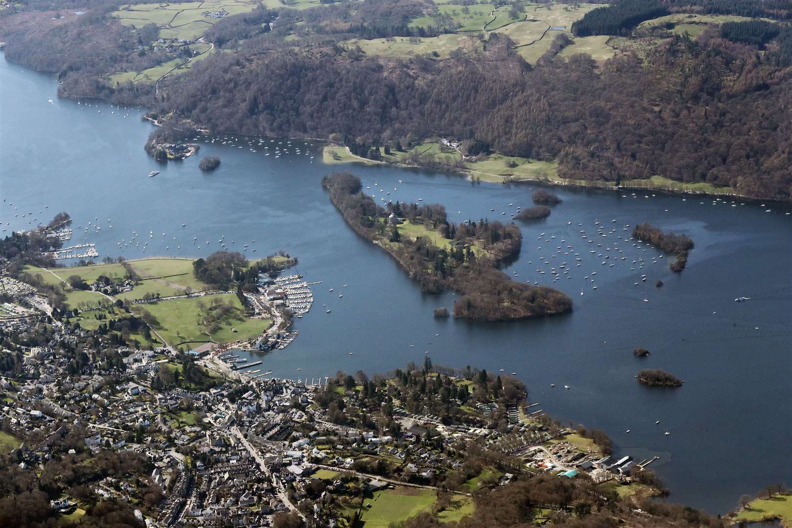 An aerial view of Windermere (Owen Humphreys/PA)
