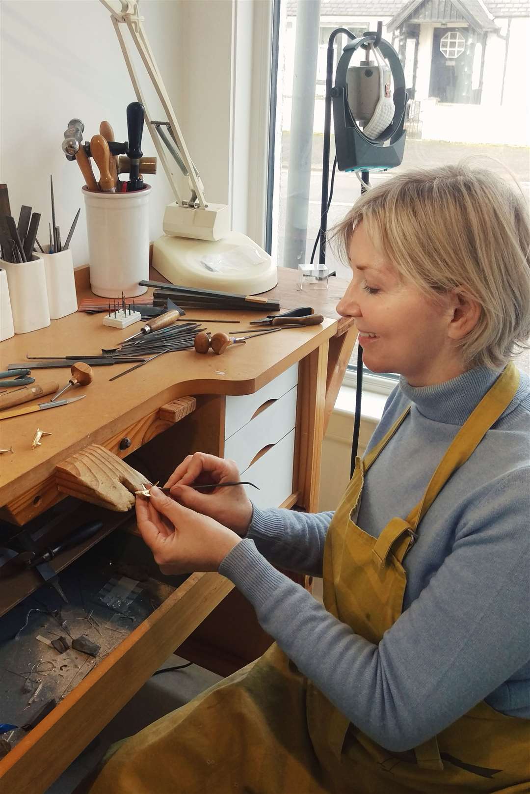Eileen Gatt at work in her Black Isle studio.