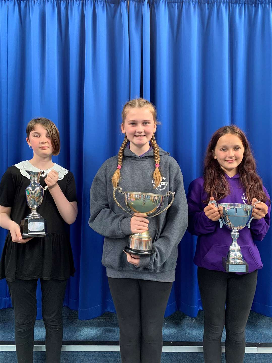 Millbank School trophy winners (left to right) Ayla Dewar, Tori Nicol and Katie Gillies.