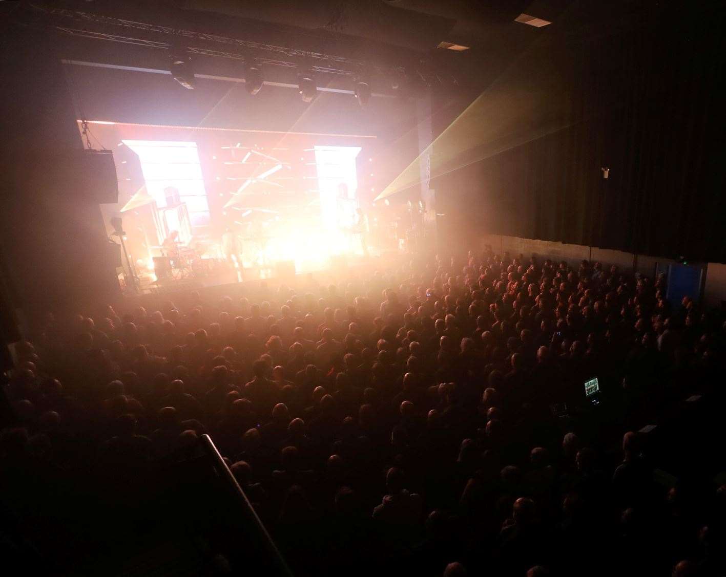 The crowd bathed in light, the set had a stunning light show. Picture: James Mackenzie