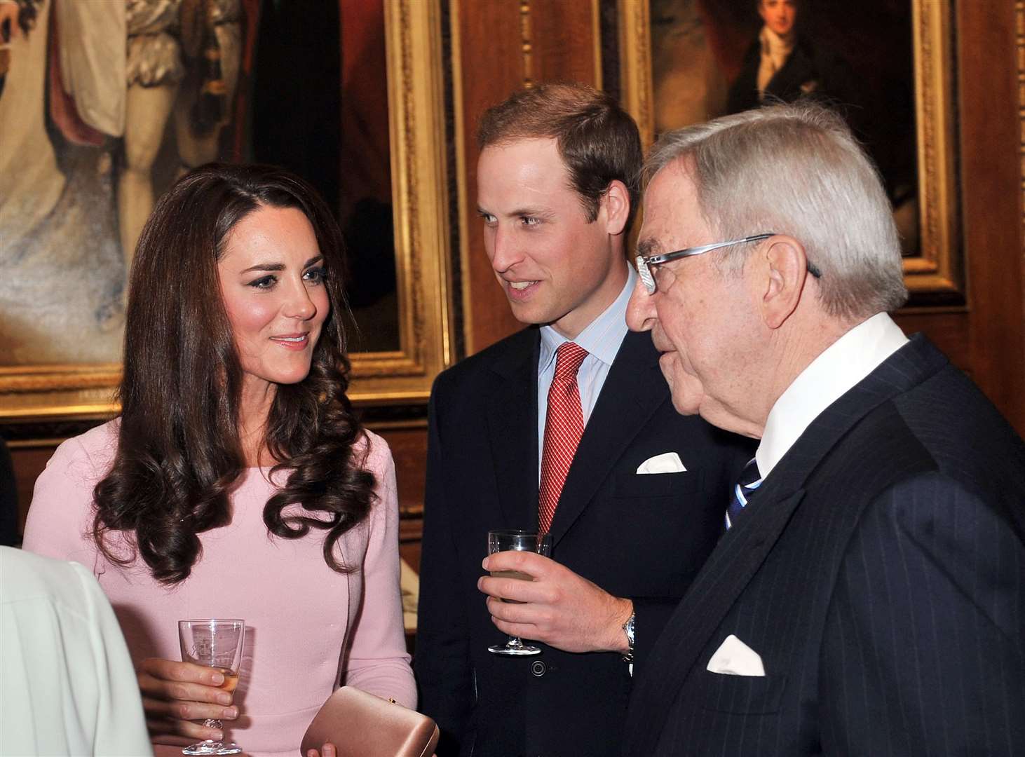 William and Kate talk to Constantine II at Windsor Castle (John Stillwell/PA)