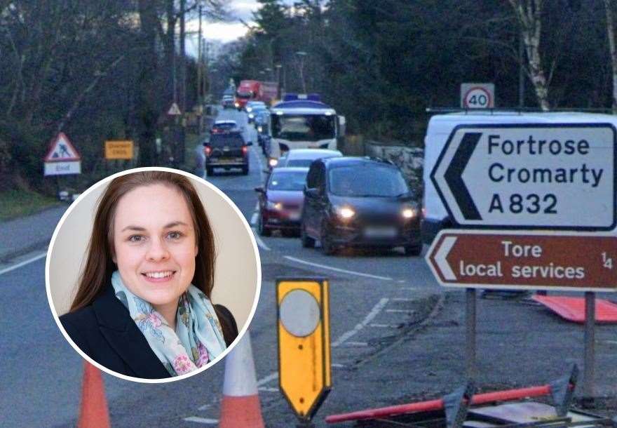 Kate Forbes (inset) has backed community calls for action to improve road safety issues in Tore.