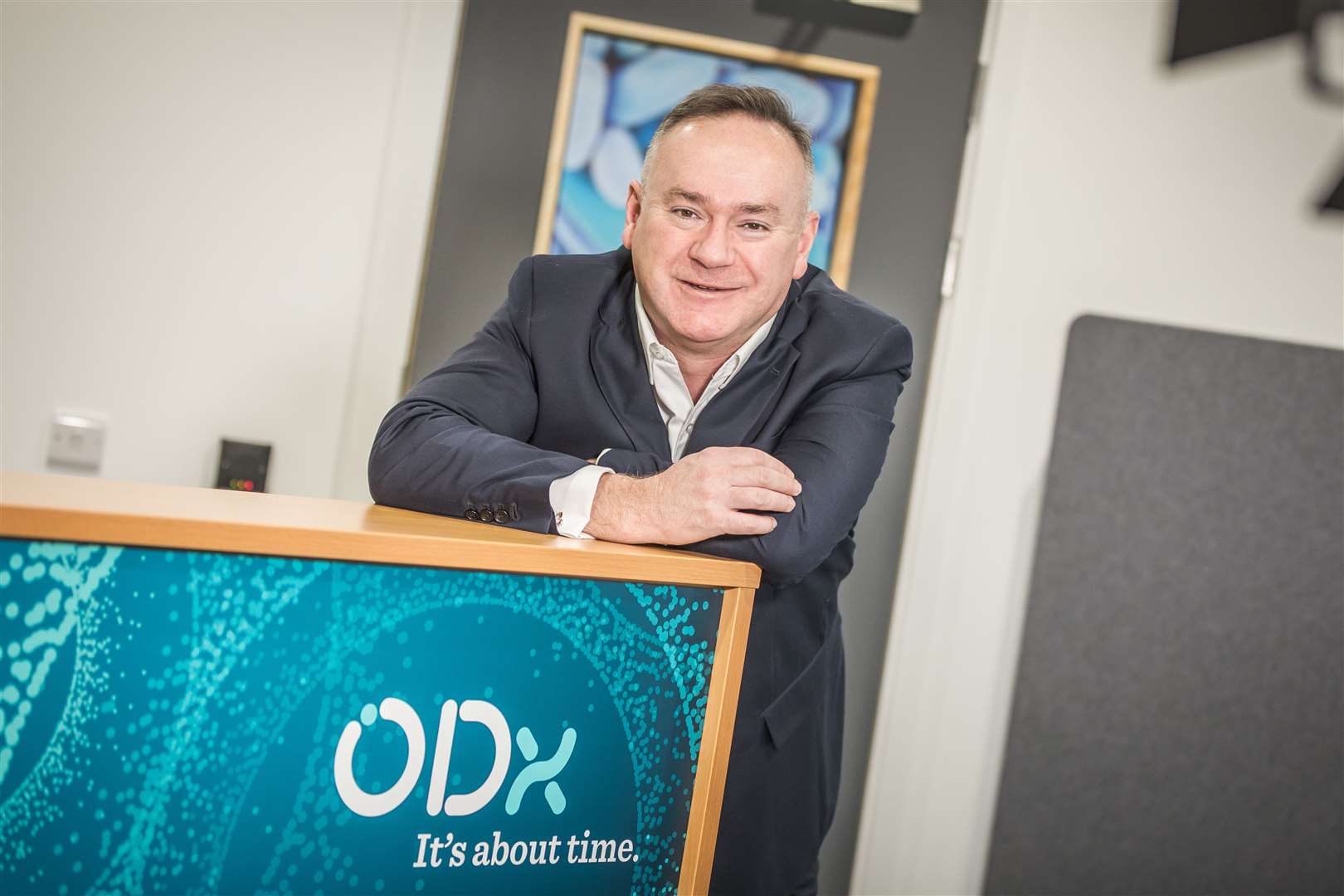 ODx CEO, Giles Hamilton at the firms office's and labs in Inverness.