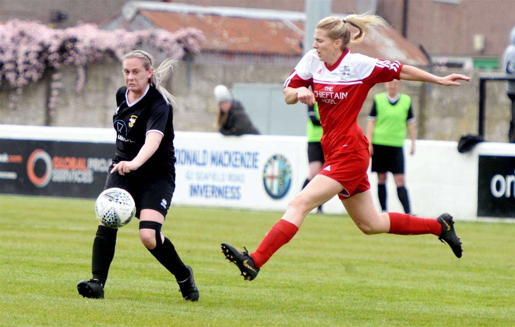 Clachnacuddin Womens Eilidh Anderson (left) and Inverness Caledonian Thistle Women Development's Mary Peteranna.