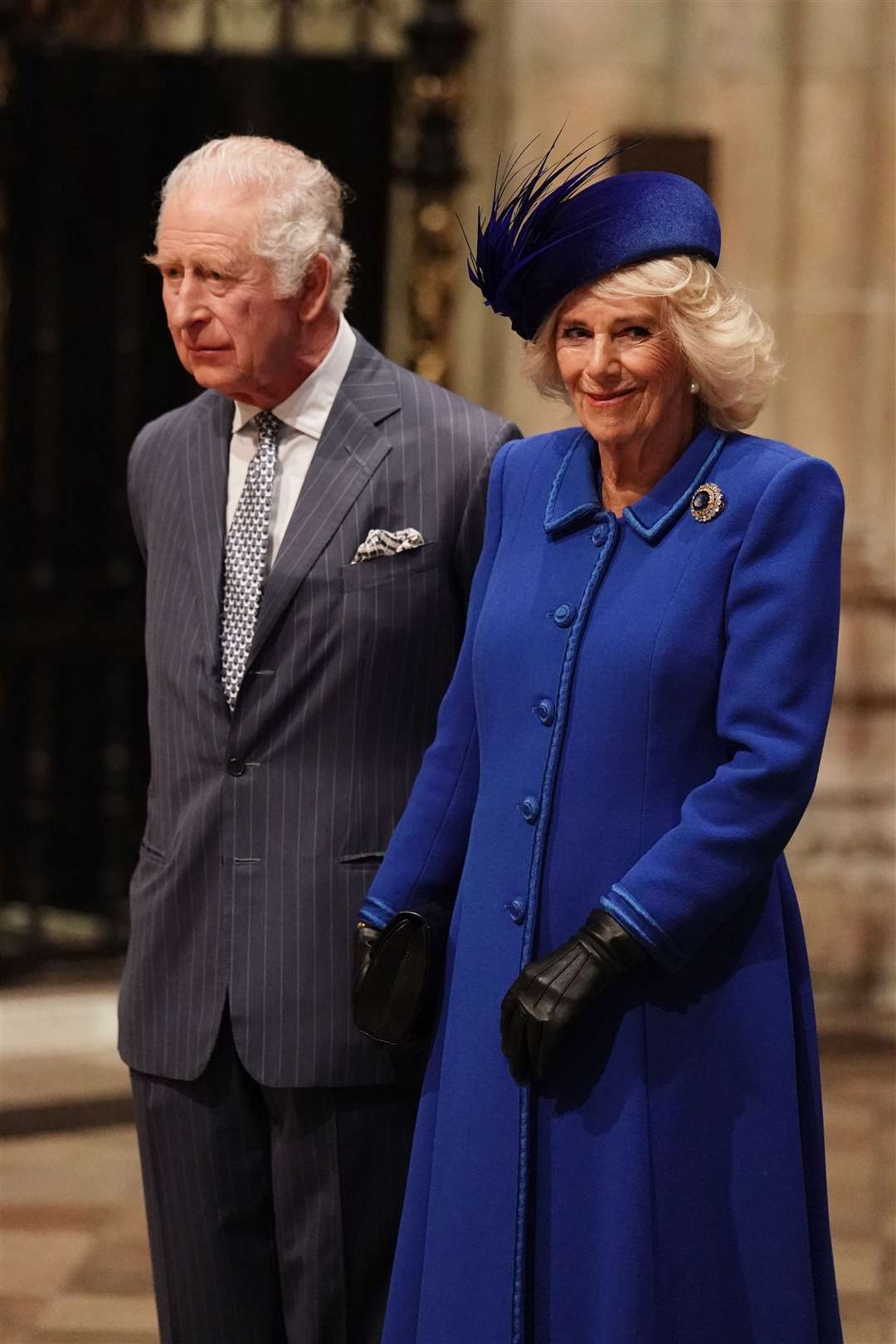 The King and the Queen Consort arrive for the service (Jordan Pettitt/PA)