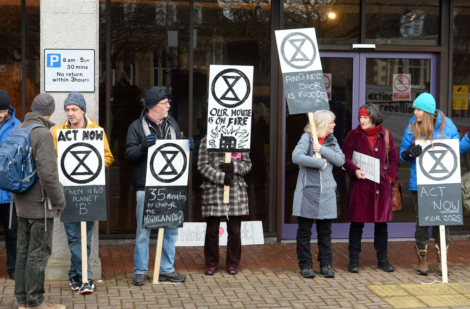 Extinction Rebellion protesters at the Highland Council headquarters. Picture: Gary Anthony