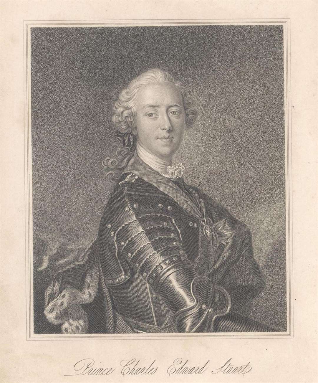 An etching of Prince Charles Edward Stuart