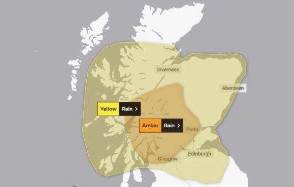 Amber warning for parts of the Highlands.