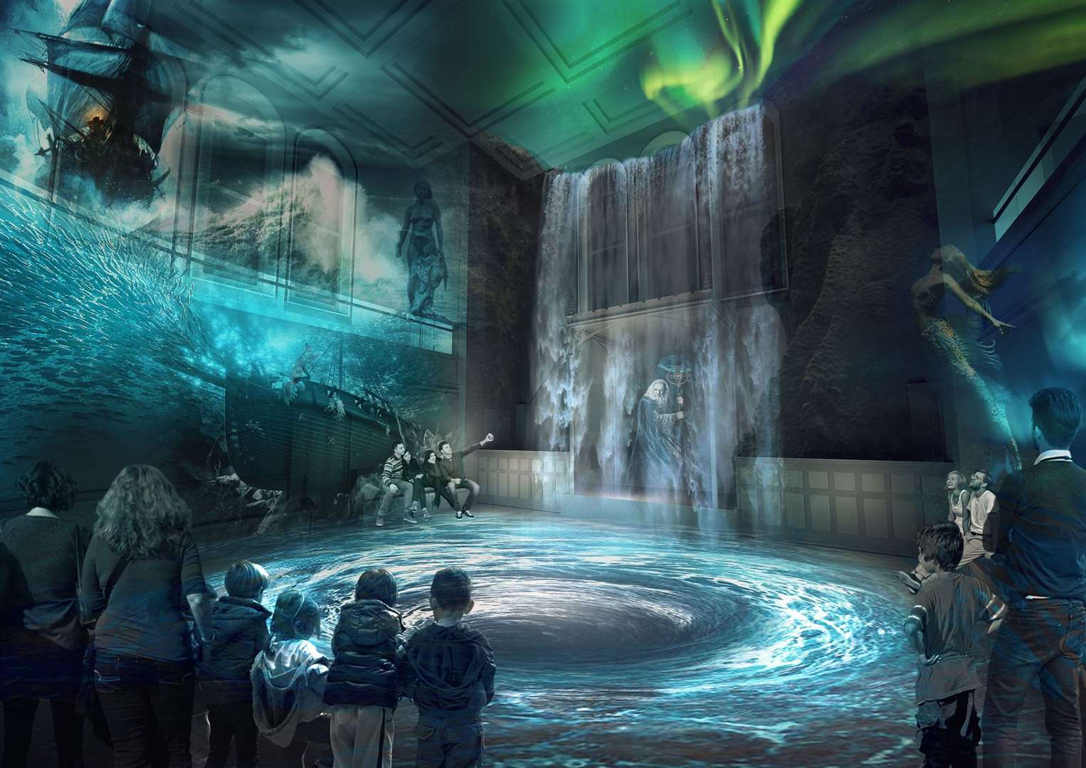 The Spirit Room in the former courtroom brings together all the stories from across the Castle into one grand show with projections creating a fully immersive experience.