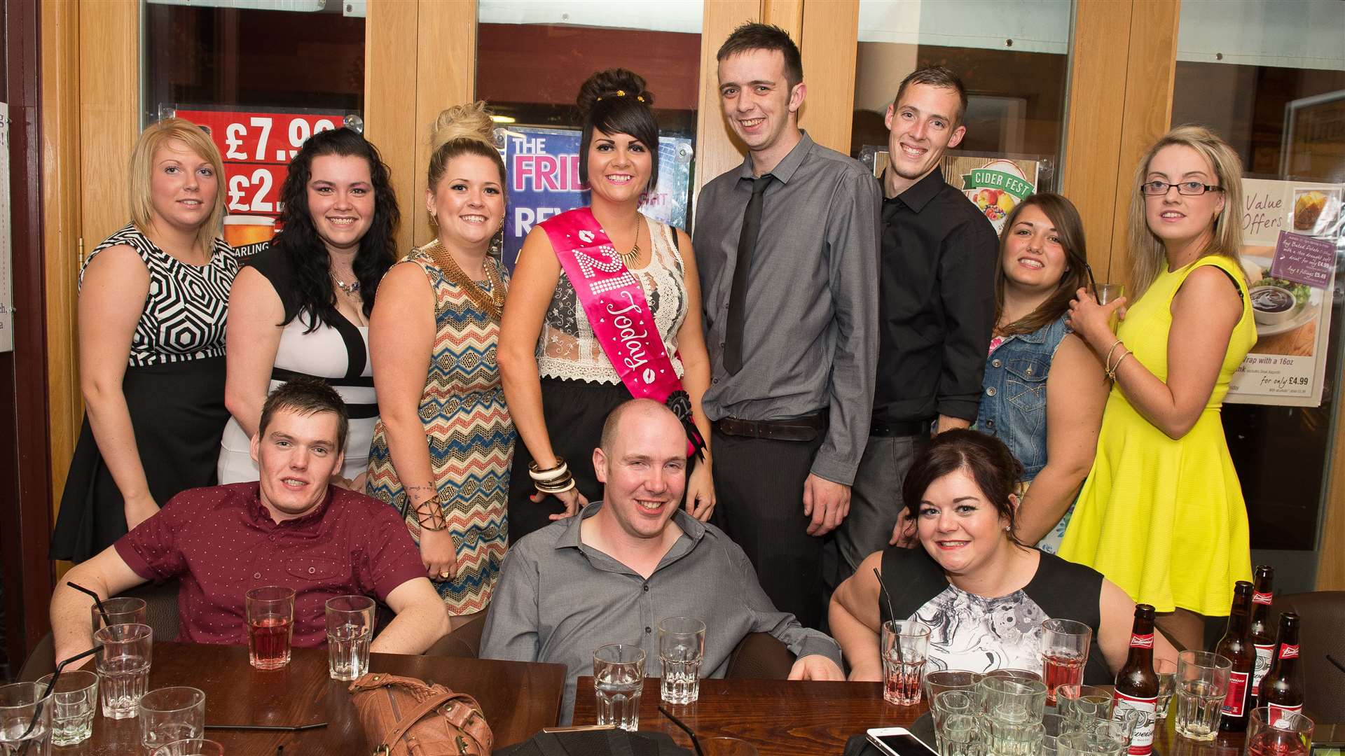 Laura Jean Stewart (centre back) celebrating her 21st birthday in Auctioneers. Picture: Callum Mackay.