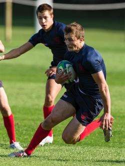 Patrick Kelly in action for Merchiston Castle. Picture: Alan Rennie.