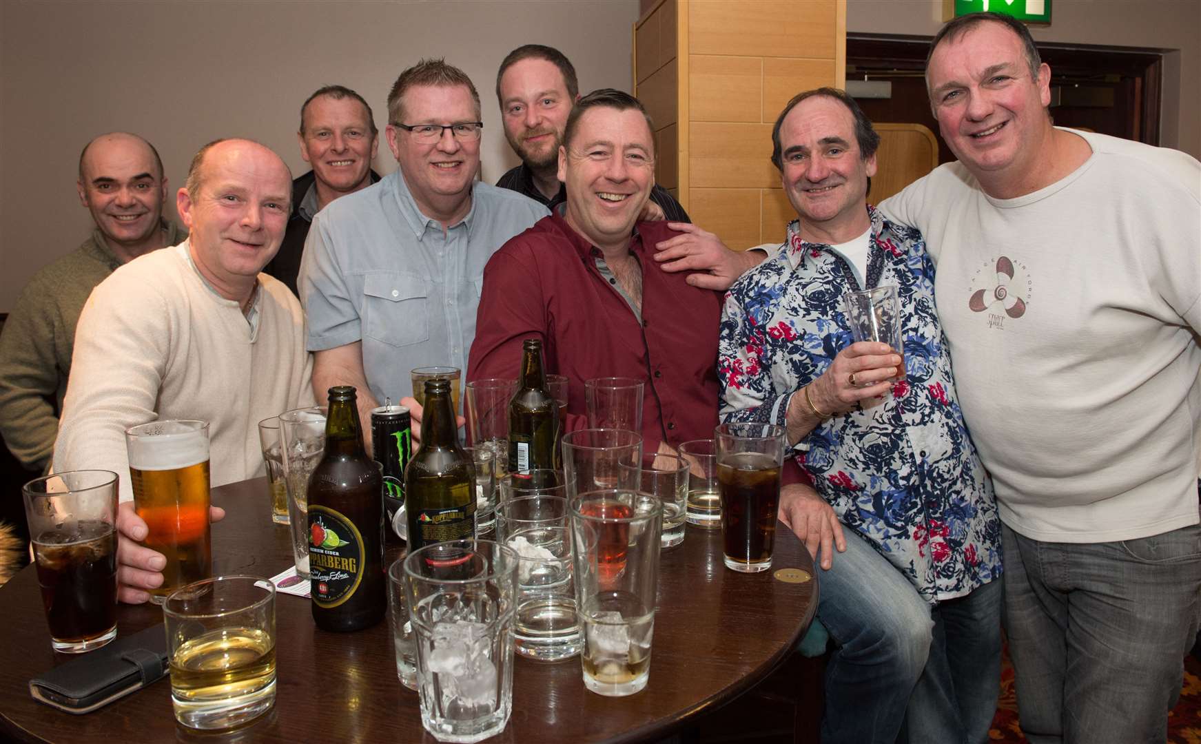 CitySeen 17JAN2015..Lads night out to celebrate Iain Riddle's (third right) 48th Birthday in The Kings Highway...Picture: Callum Mackay. Image No. 027861.