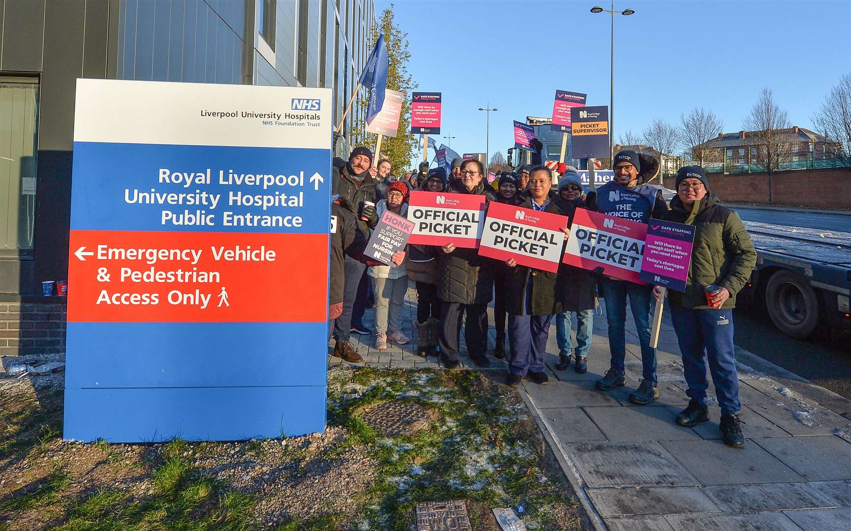 RCN members on the picket line in Liverpool (PA)