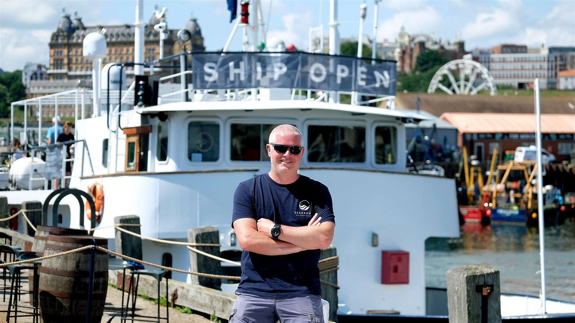KELP HELP: Seagrown is a new venture by Wave Crookes pictured in Scarborough Harbour.
