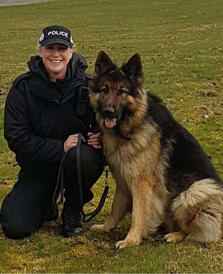 Kaiser the German Shepherd with handler PC Tracy Murray