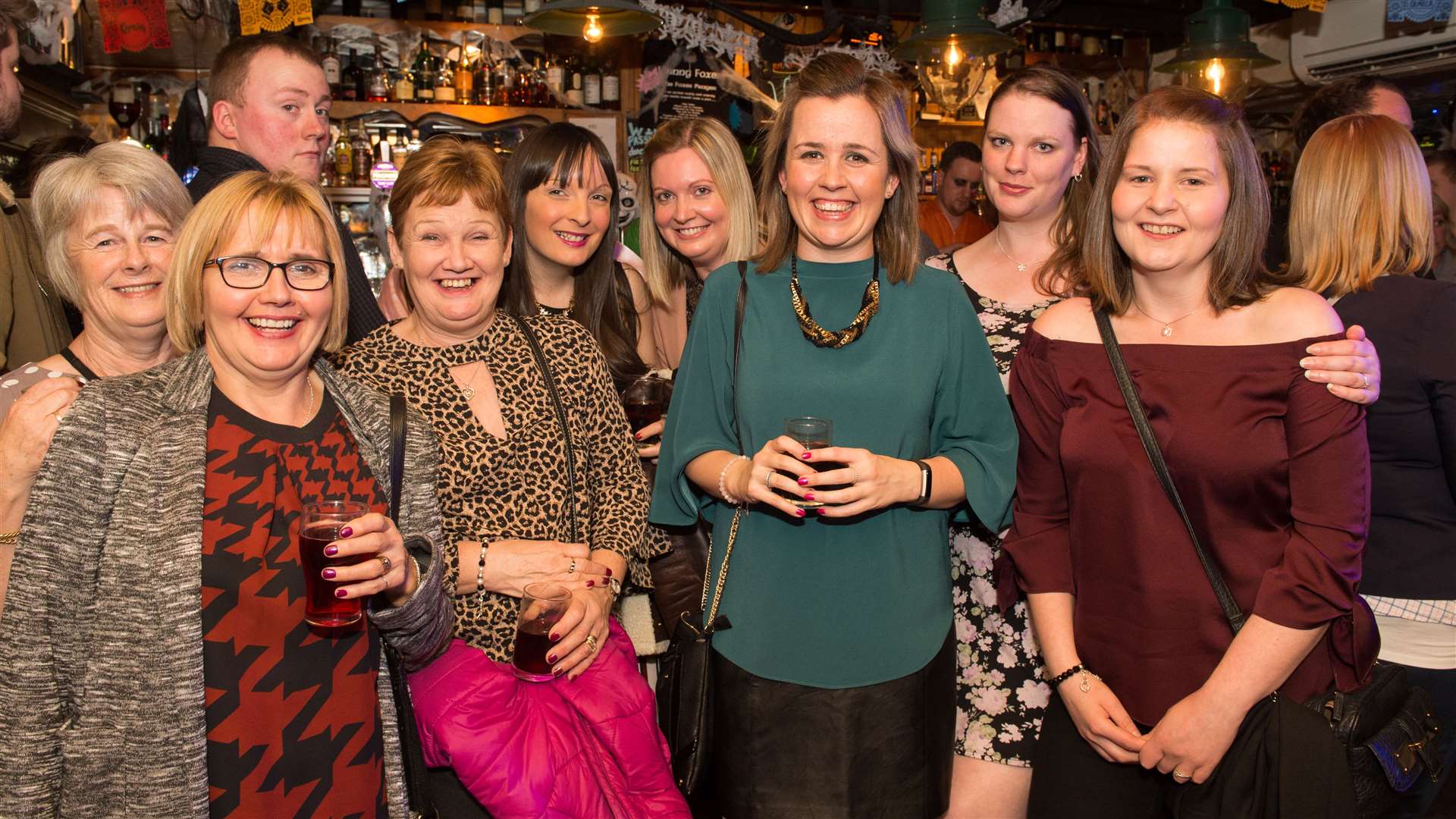 Vicki Simpson (third right) celebrates her 30th birthday with friends. Picture: Callum Mackay.