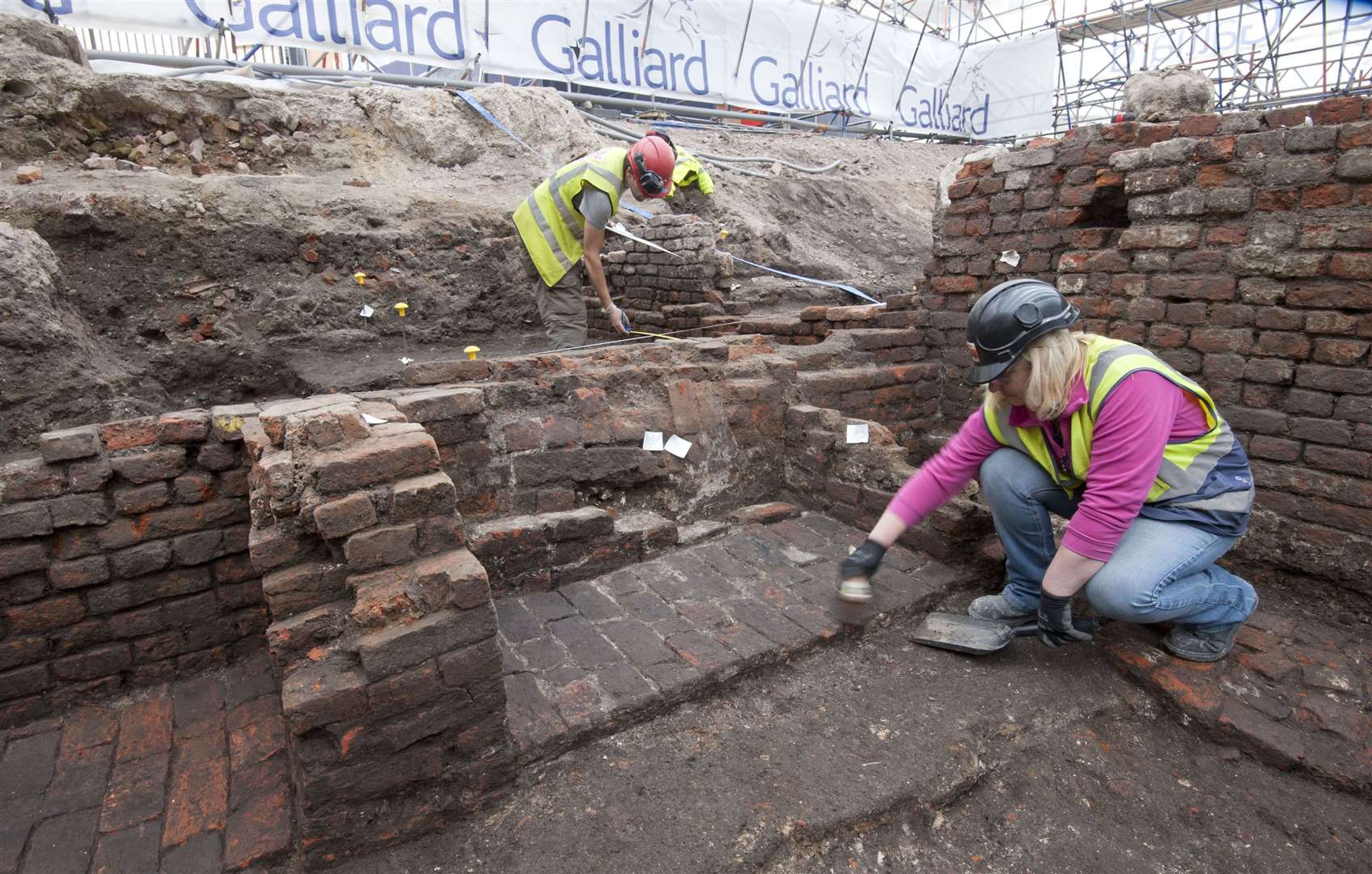 Archaeologist Heather Knight during the excavation of the Curtain Playhouse in Shoreditch in London (MOLA/Historic England/PA)
