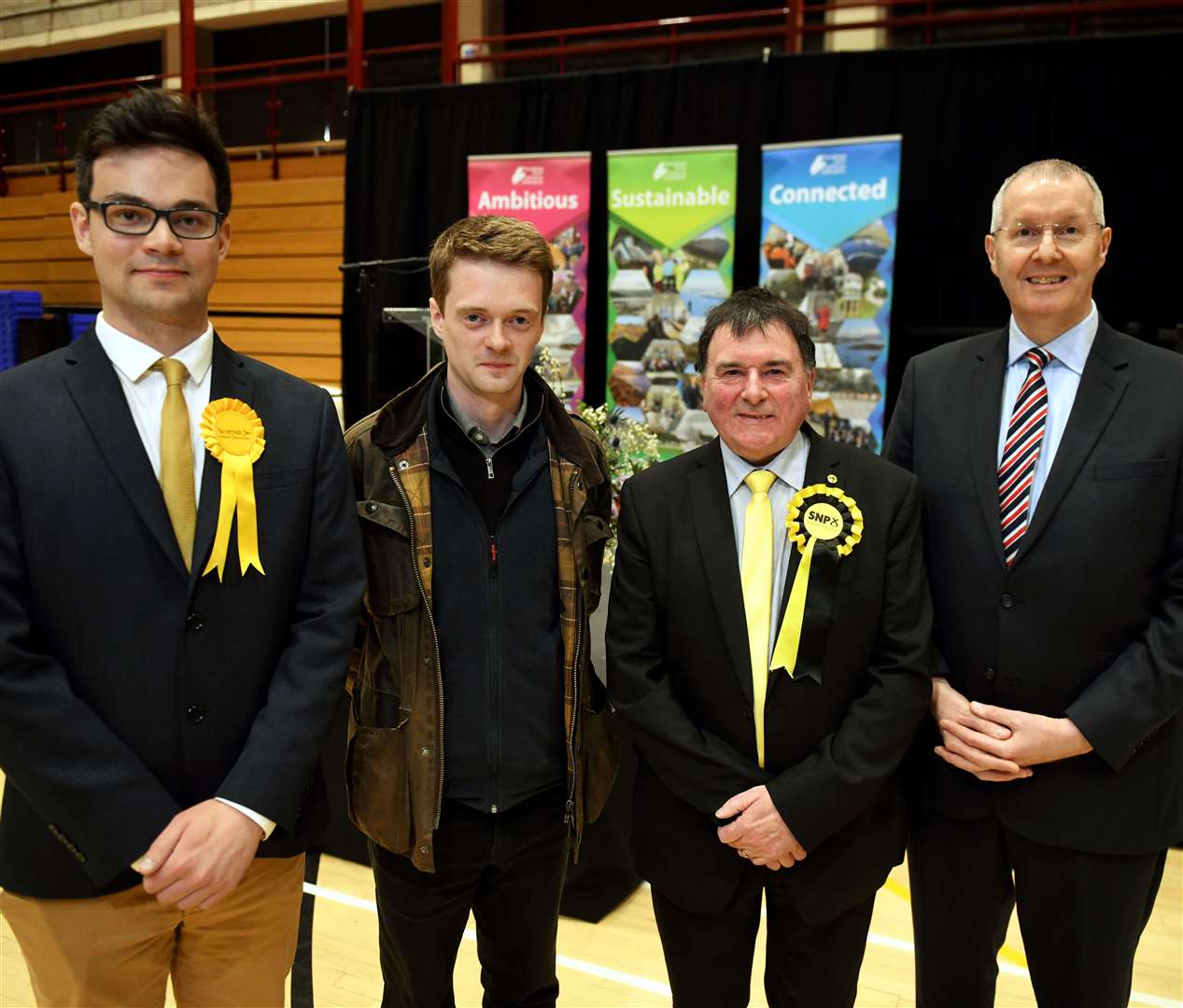 Election Count May 2022: Colin Aitken, Scottish Liberal Democrats, Andrew Sinclair, Scottish Conservative and Unionist, Ken Gowans, Scottish National Party and Duncan Macpherson, Independent. Picture: James Mackenzie.
