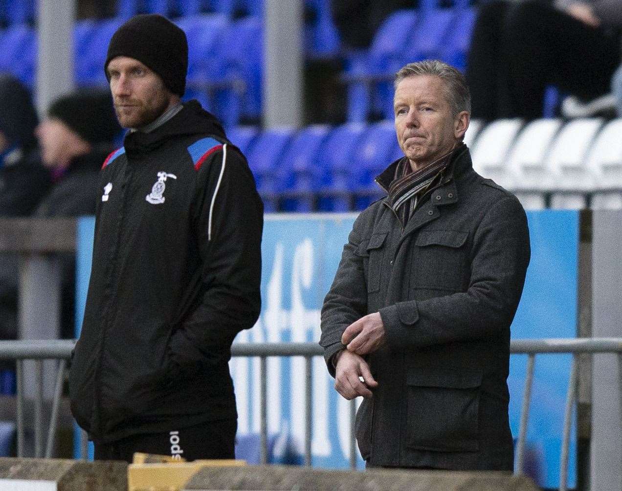 Picture - Ken Macpherson, Inverness. Scottish Challenge Cup. Inverness CT(0) v Clyde(0). 16.11.19. Inverness CT win 4-2 on penalties. ICT's Charlie Christie joined ICT coach Barry Wilson to take the game.