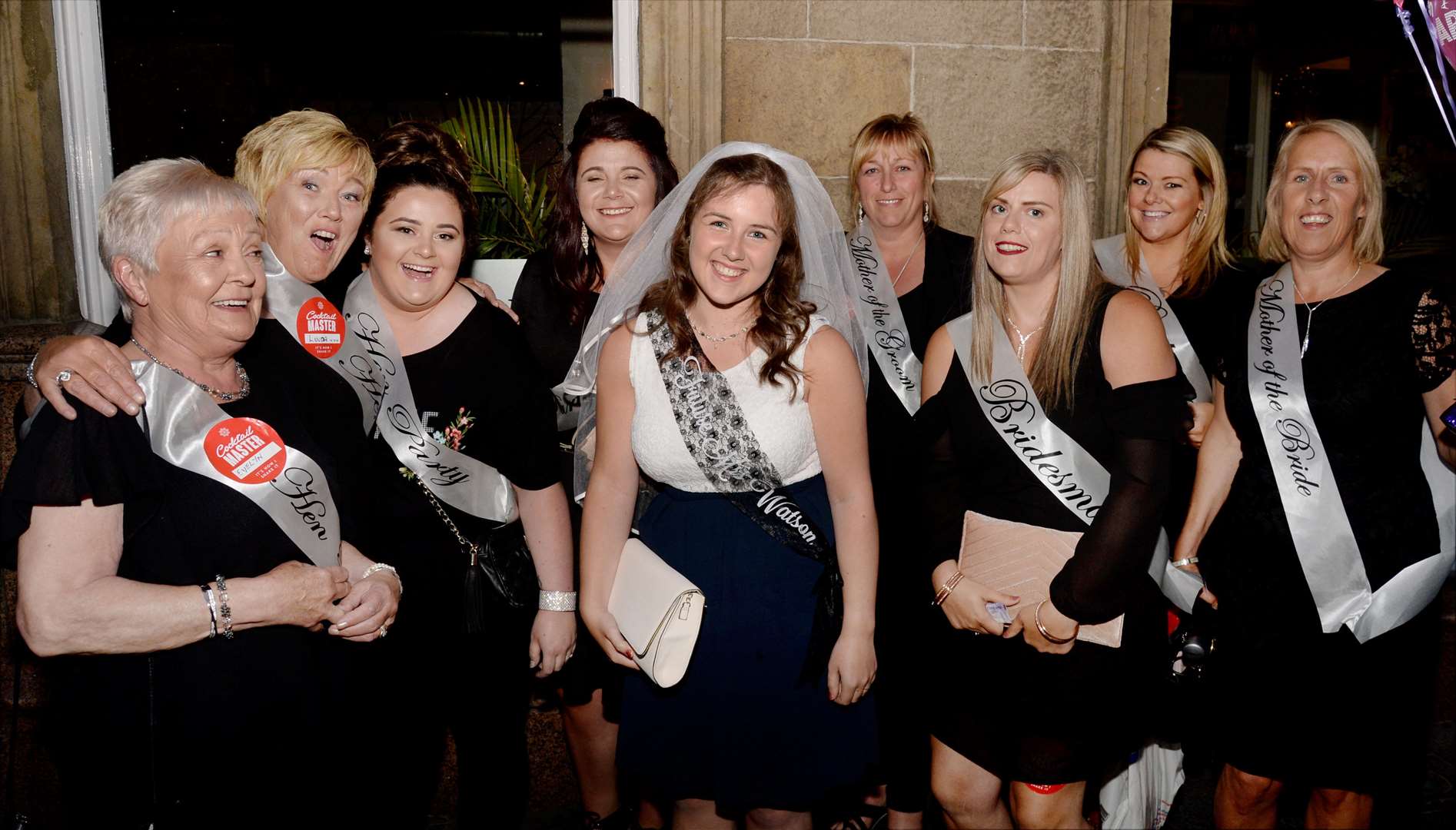 July bride to be Gemma Reid (centre) on her hen party.