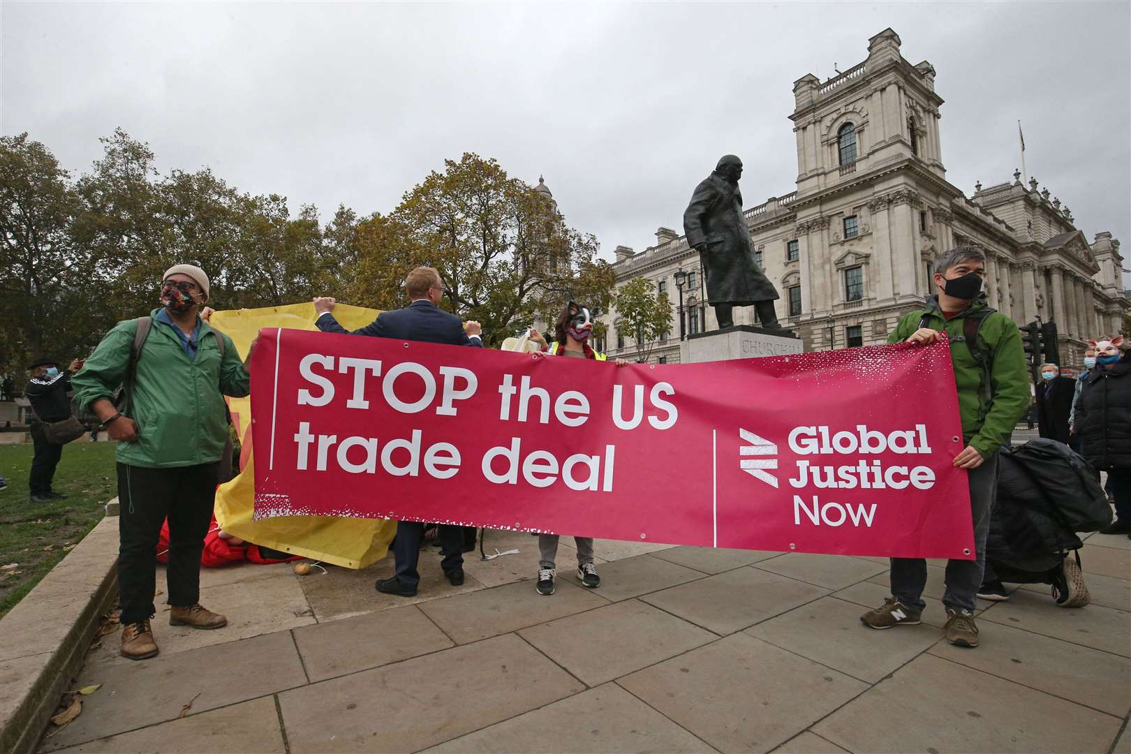 Protesters are opposing a trade deal with the US (Jonathan Brady/PA)