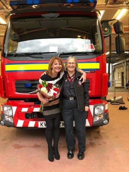 Morag Bannigan and Denise Sutherland on Denise's departure form the Fire Service. SFRS image
