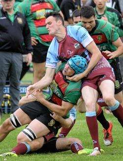 Stuart MacDonald (below centre) broke his leg in the win over St Boswells. Picture: Gary Anthony.