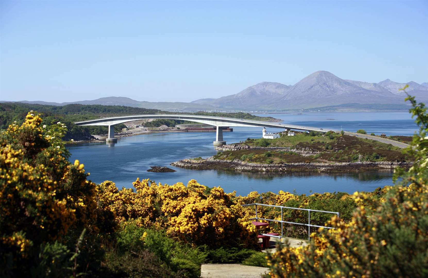 The Skye Bridge and Isle of Skye from Kyle of Lochalsh.
