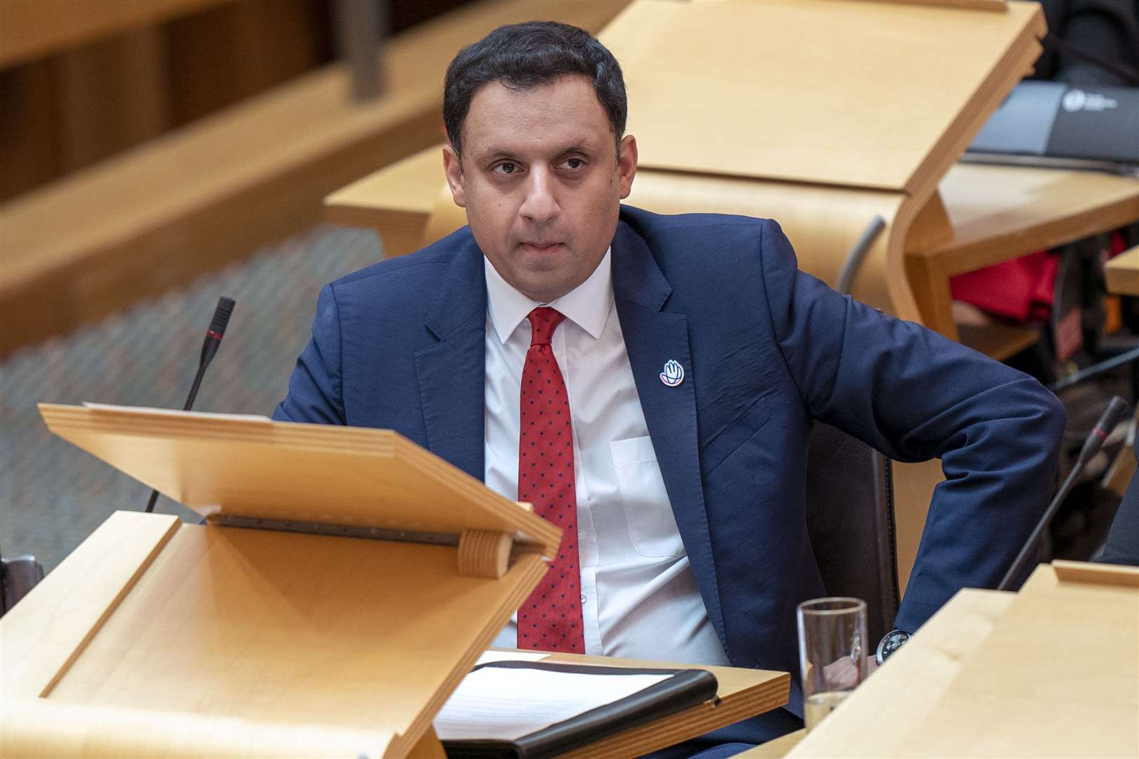 Scottish Labour leader Anas Sarwar during First Minster’s Questions at the Scottish Parliament in Holyrood (Jane Barlow/PA)