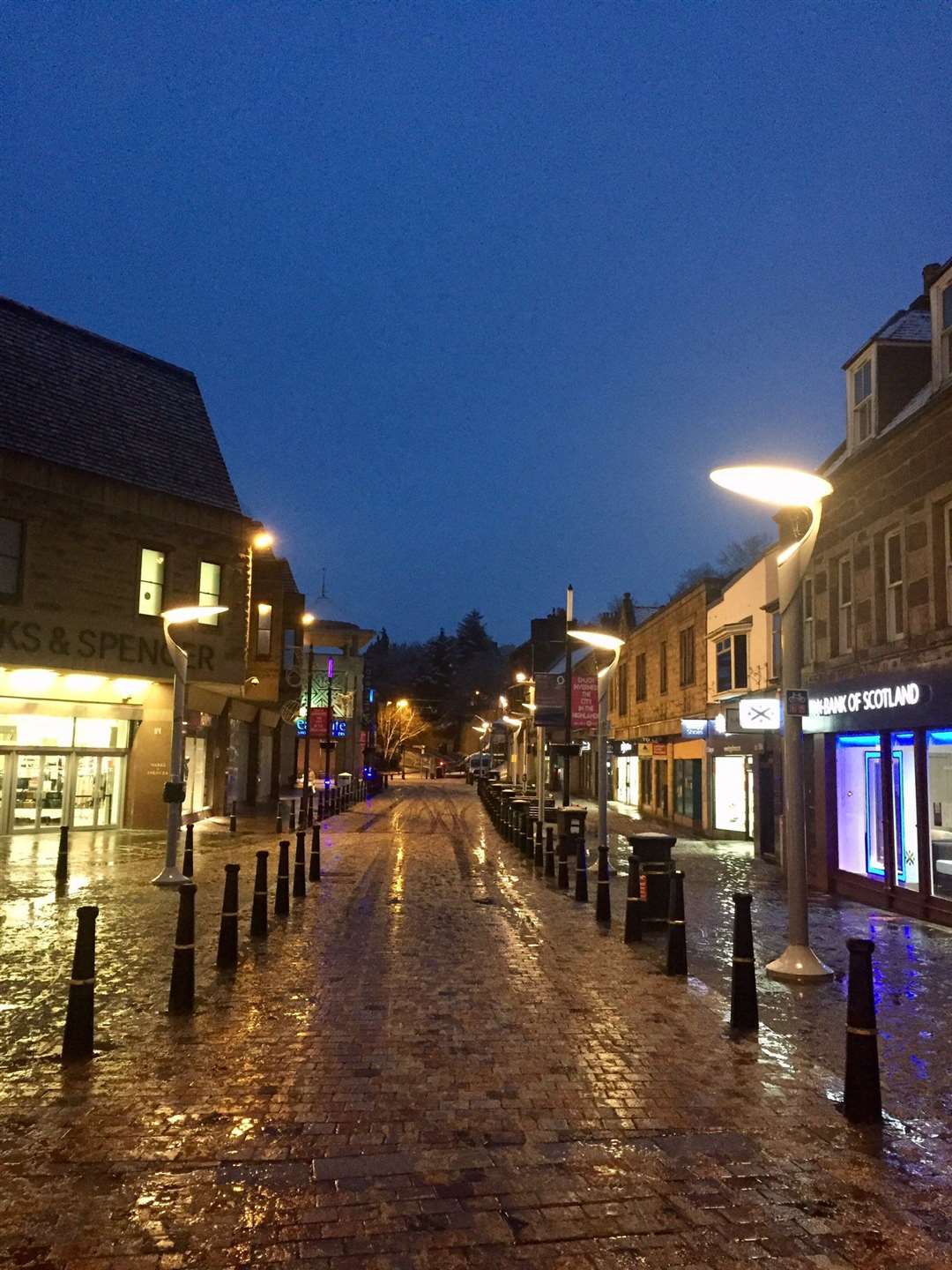 Empty Inverness streets.