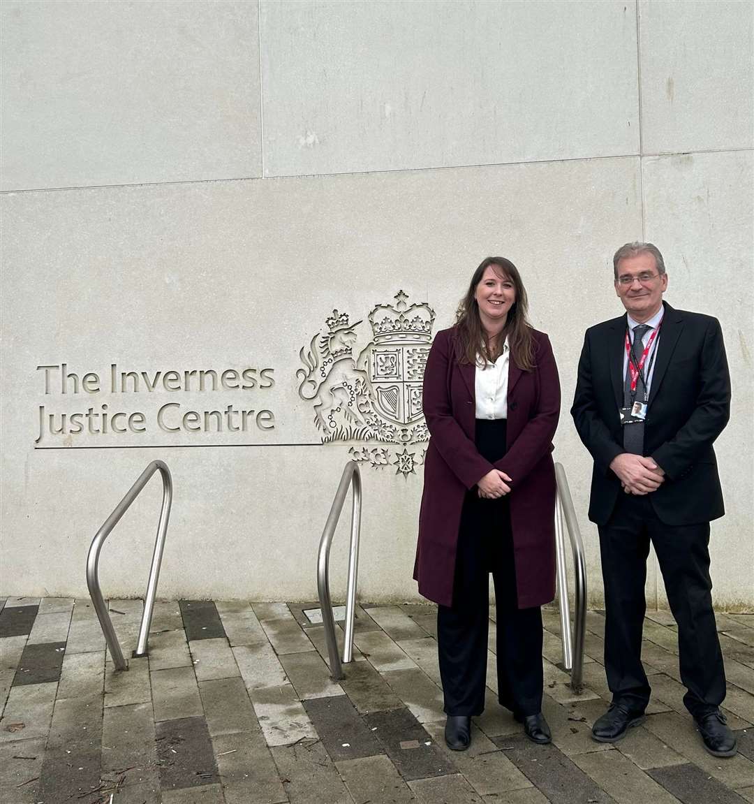 MSP Emma Roddick (left) at Inverness Justice Centre last week.