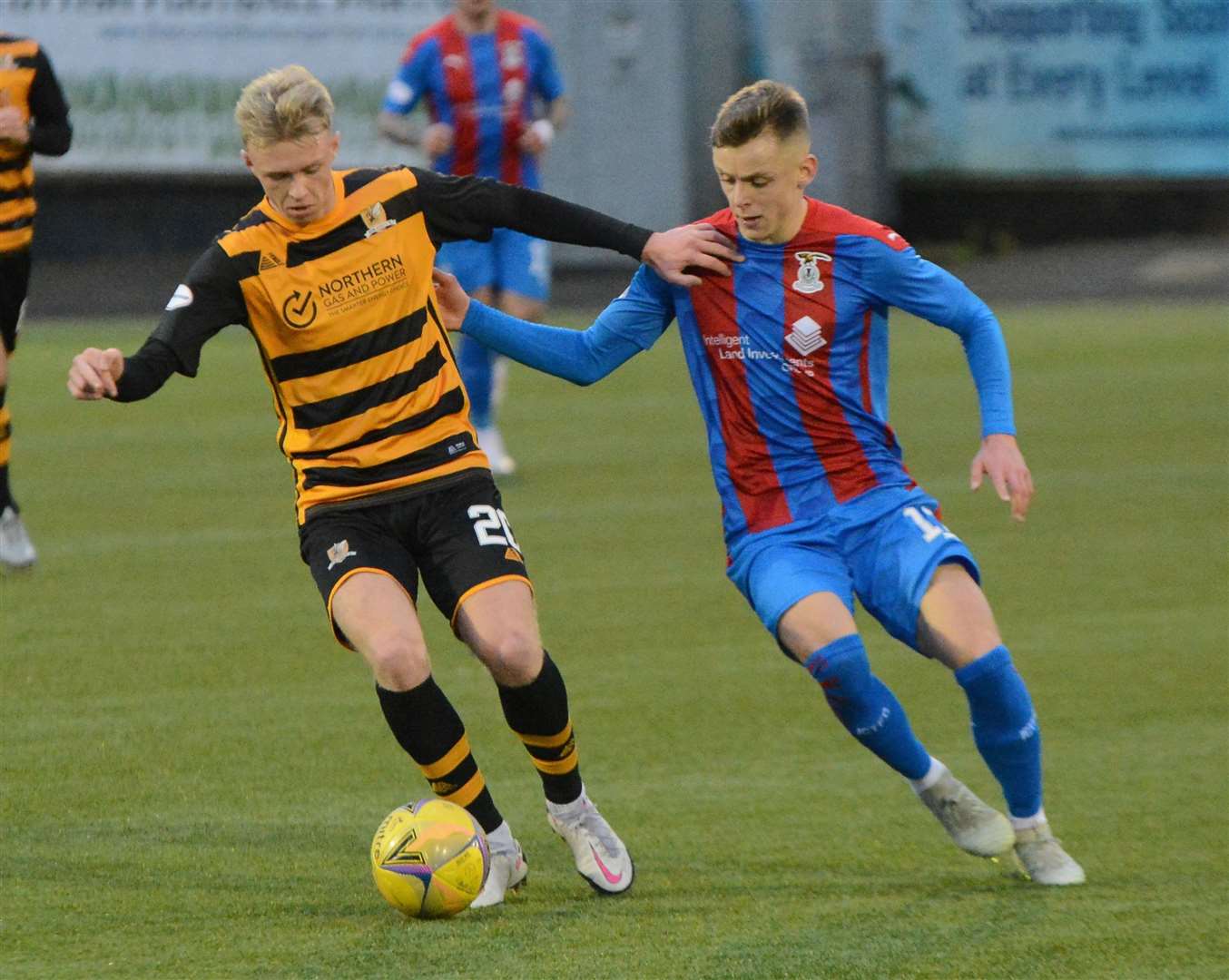 Inverness Caledonian Thistle forward Miles Storey closes down Alloa Athletic's Cameron O'Donnell.