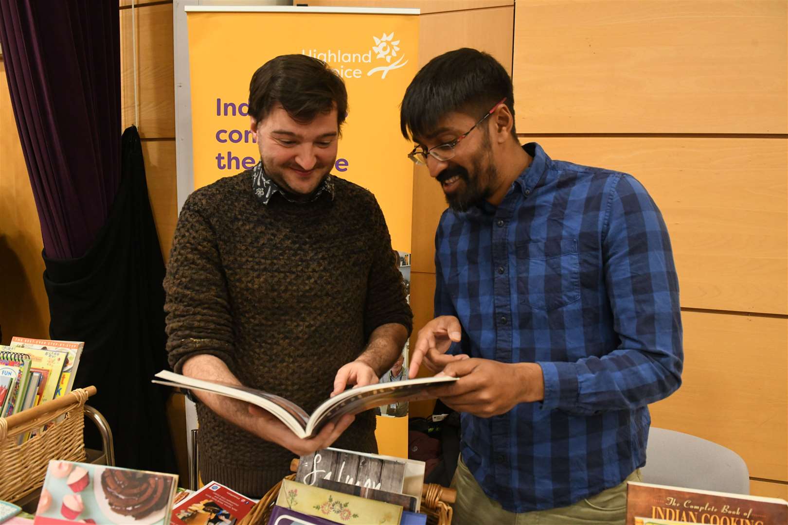 Paul Johnston and Hussain Ahmed, Nairn Highland Hospice Bookshop. Picture: James Mackenzie.
