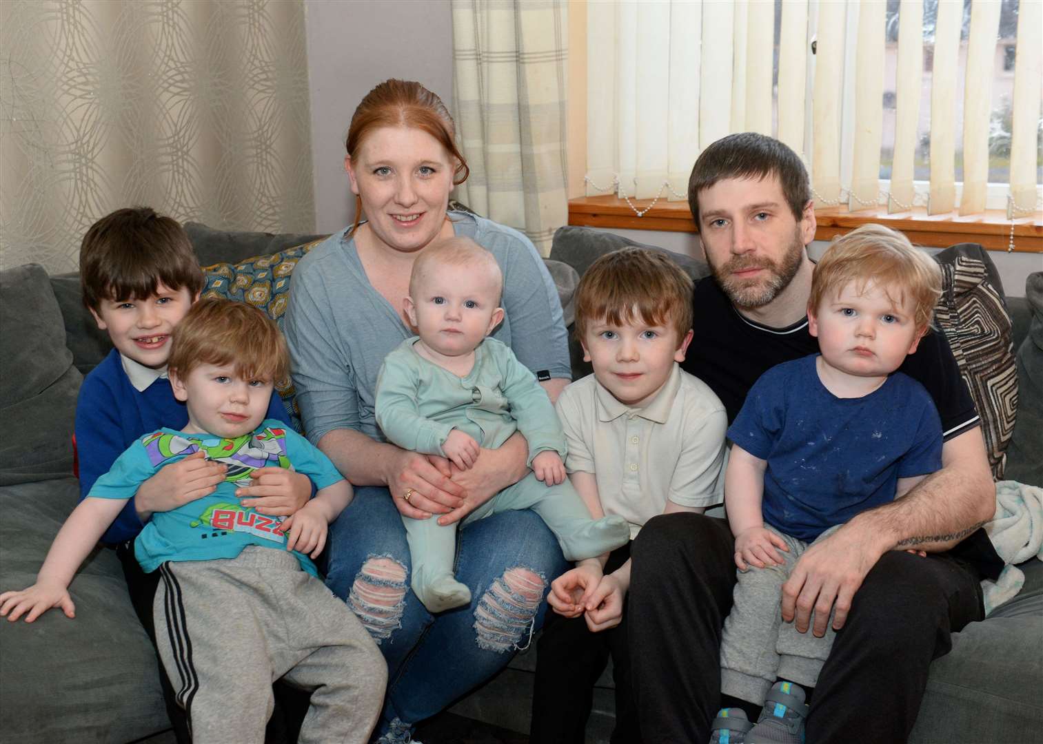 Claire Louise Bates and partner Kevin Johnston with children (from left) Kenzie, Kevin, Kobe, Klaine, and Kyler.