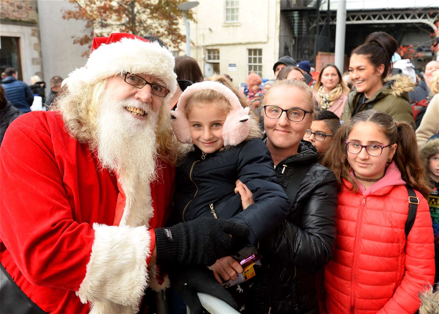 Santa with Sophie, Kasia and Sarah Ahmedi. Picture: Gary Anthony.
