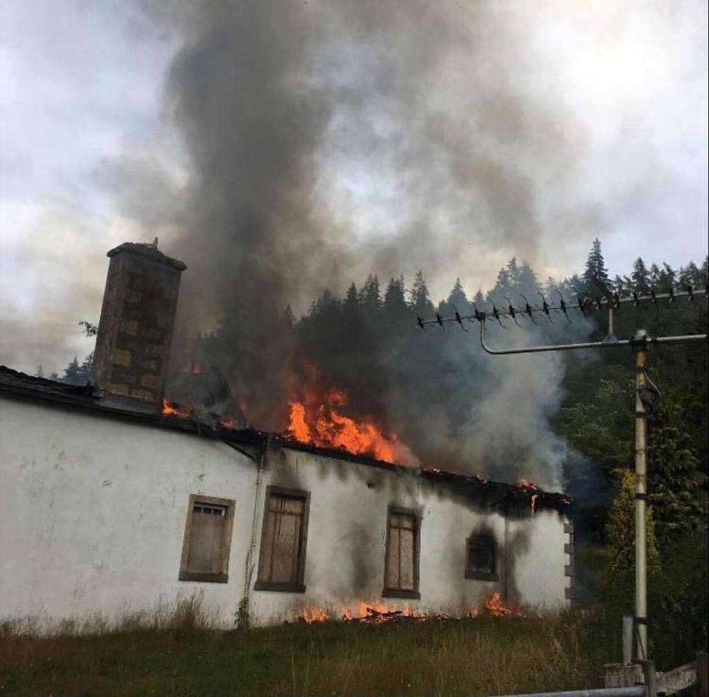 The fire at Boleskine House in July 2019.