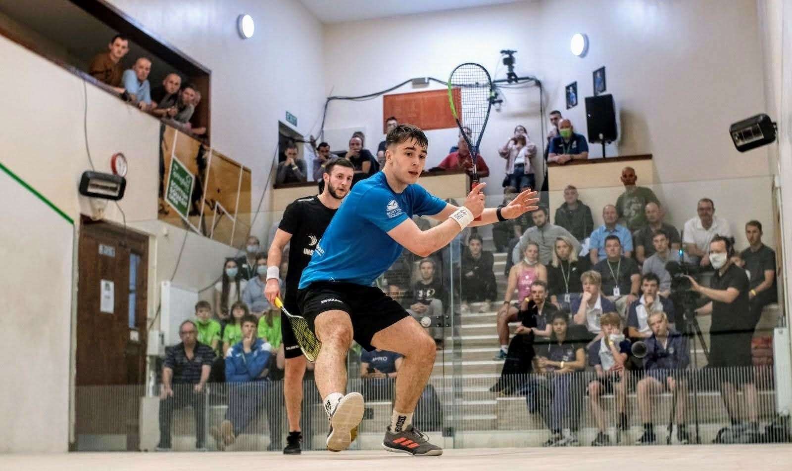Springfield Scottish Squash Open 2021. Alasdair Prott (Scotland) competing
