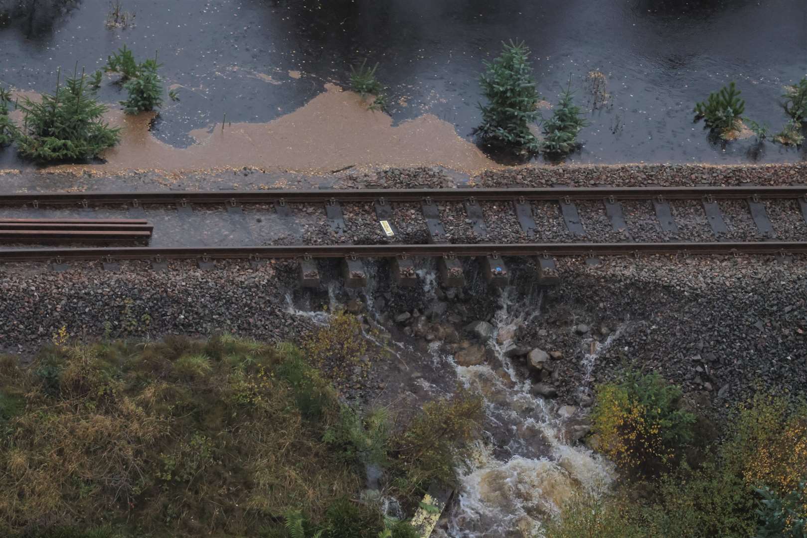The flood damage to the track at Lochluichart. Picture: Network Rail Scotland