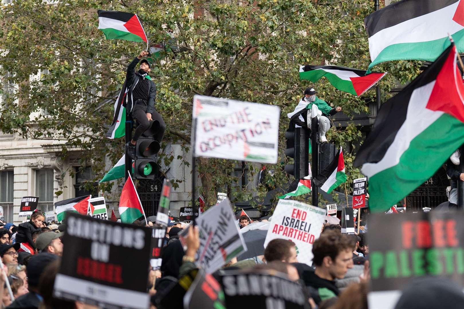 Protesters attended a a pro-Palestine march organised by the Stop the War Coalition and Palestine Solidarity Campaign in central London (Stefan Rousseau/PA)