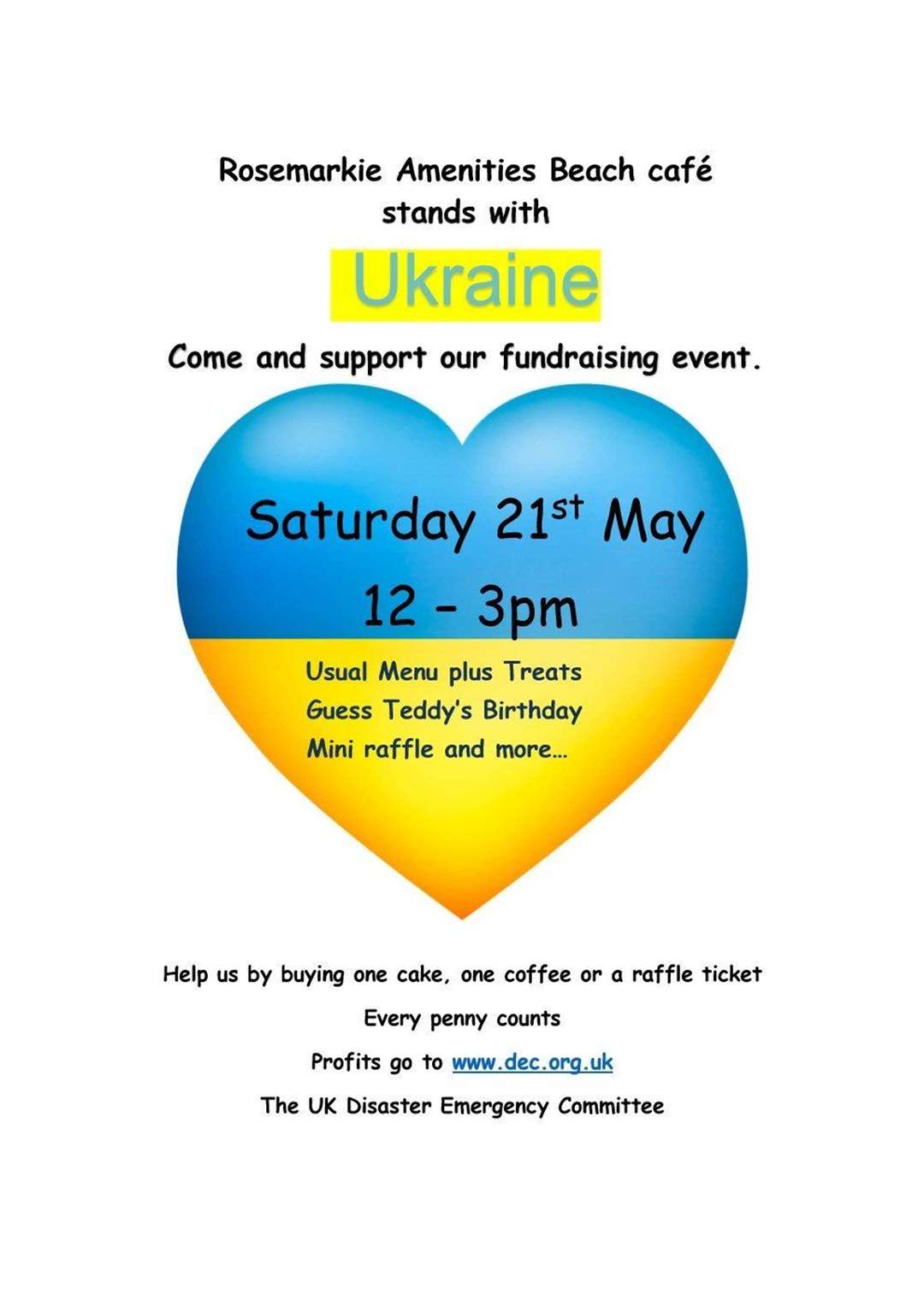The fundraiser at the Rosemarkie Amenities Beach cafe takes place today from noon to 3pm.