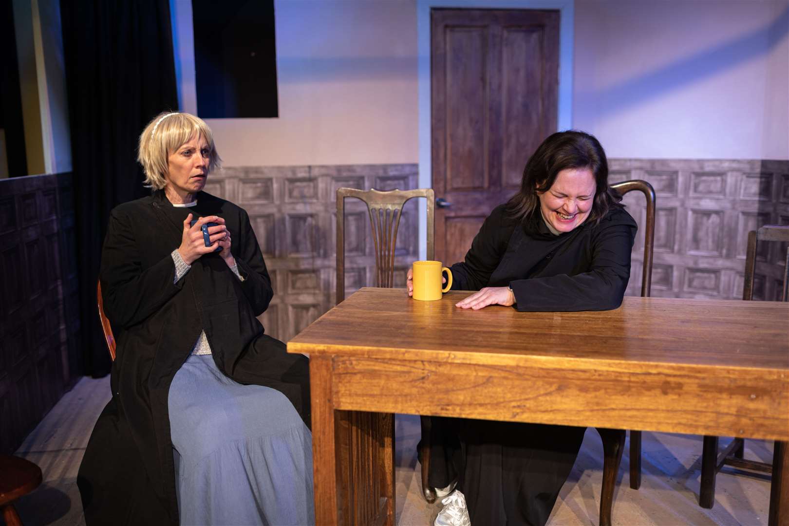 Sasha Devine as Alice and Lesley Mitchell as the vicar, Geraldine. Picture: Alison Ozog
