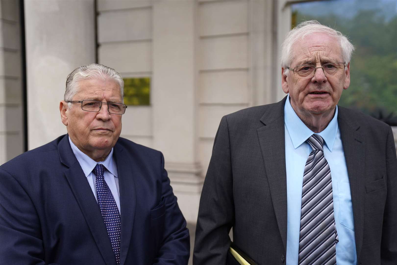 Omagh bomb campaigners Stanley McCombe, left, and Michael Gallagher (Brian Lawless/PA)