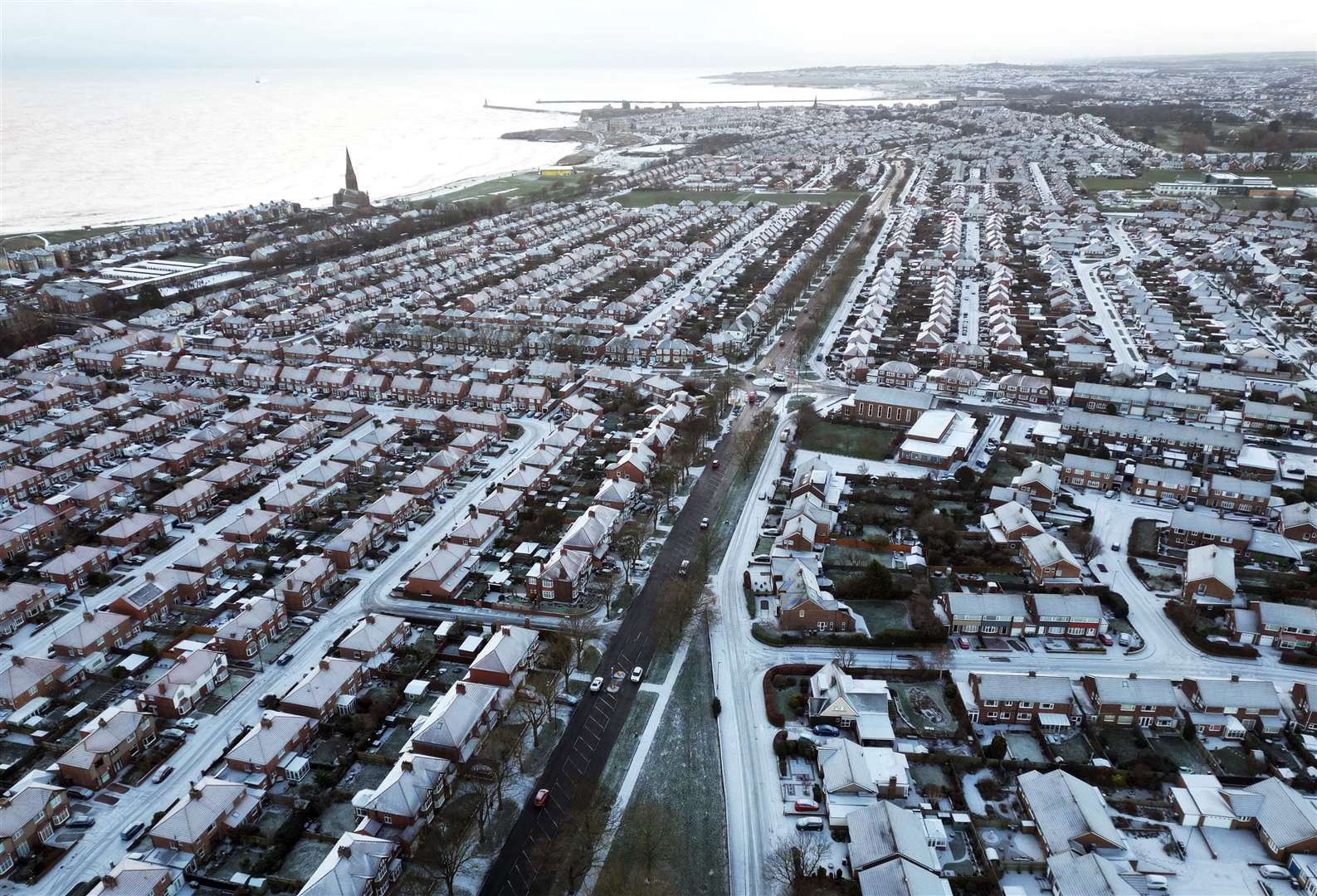 Snow covered roads in Marden in Whitley Bay, on the North East coast (Owen Humphreys/PA)