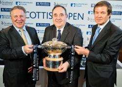 At the announcement (l-r) Martin Gilbert, Aberdeen Asset Management chief executive, Alex Salmond MSP, Scotland’s First Minister and George O’Grady, chief executive of the European Tour